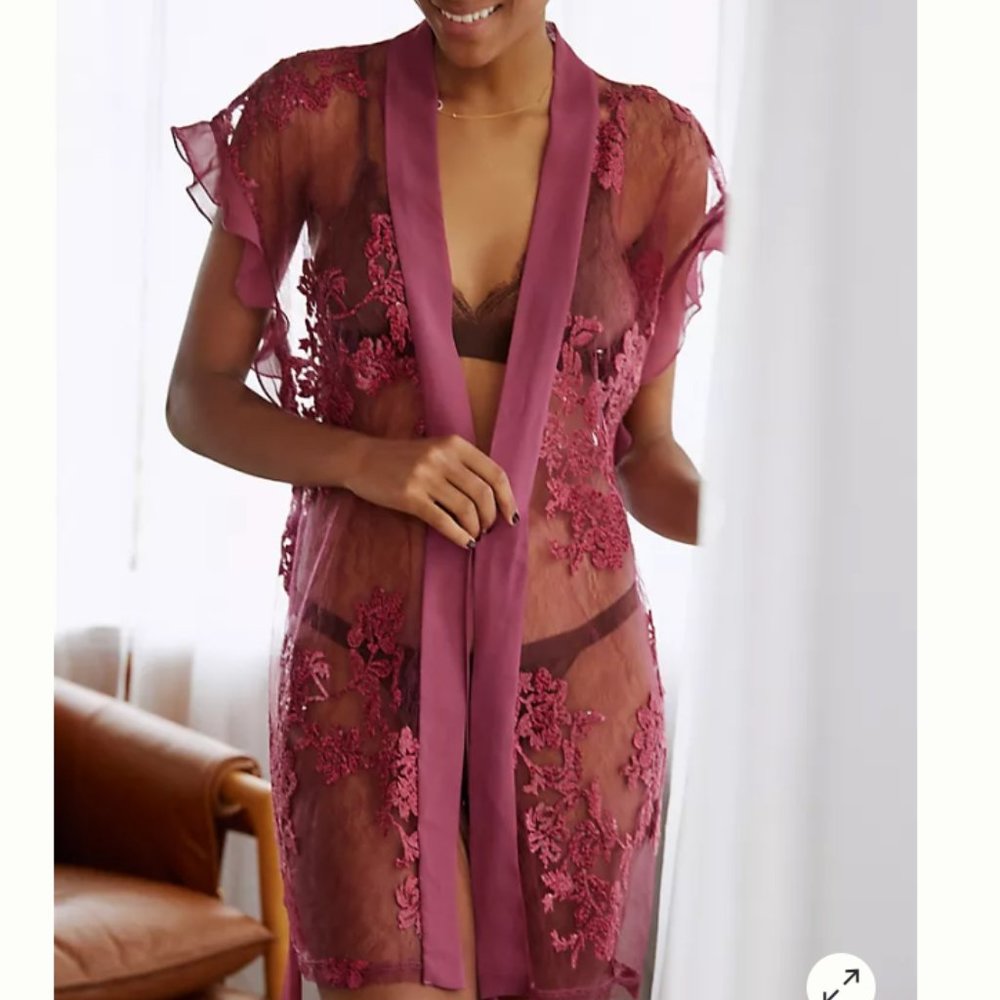 ⭐️ Rya Collection Charming Lace Cover Up Boho Peasant Romantic Valentines Robe